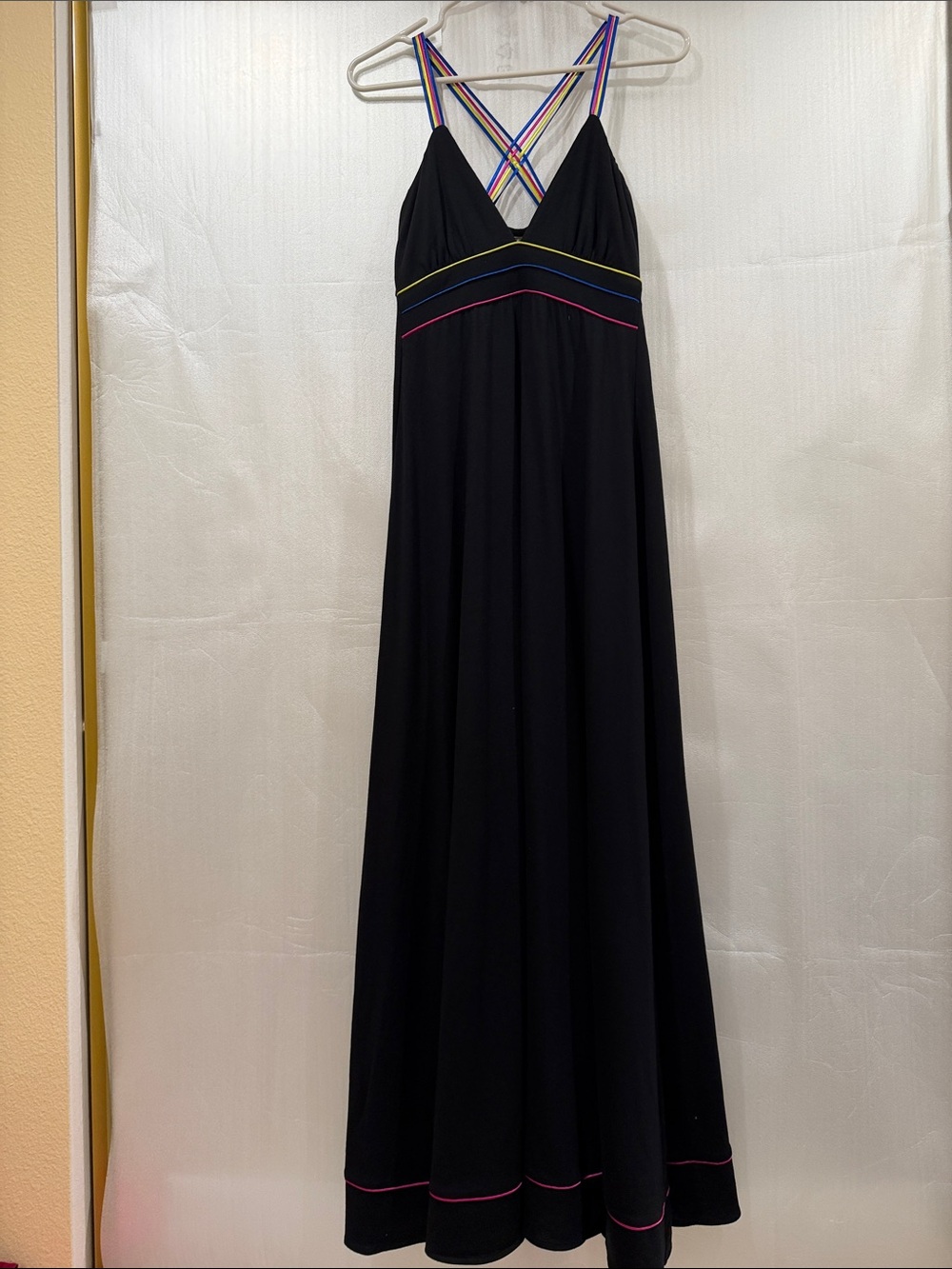 Sweetees Black Maxi Dress with Rainbow Strappy Back